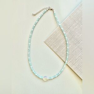 Handmade Jewerly with Green Seed Bead Fish Charm Choker Necklace with Extension